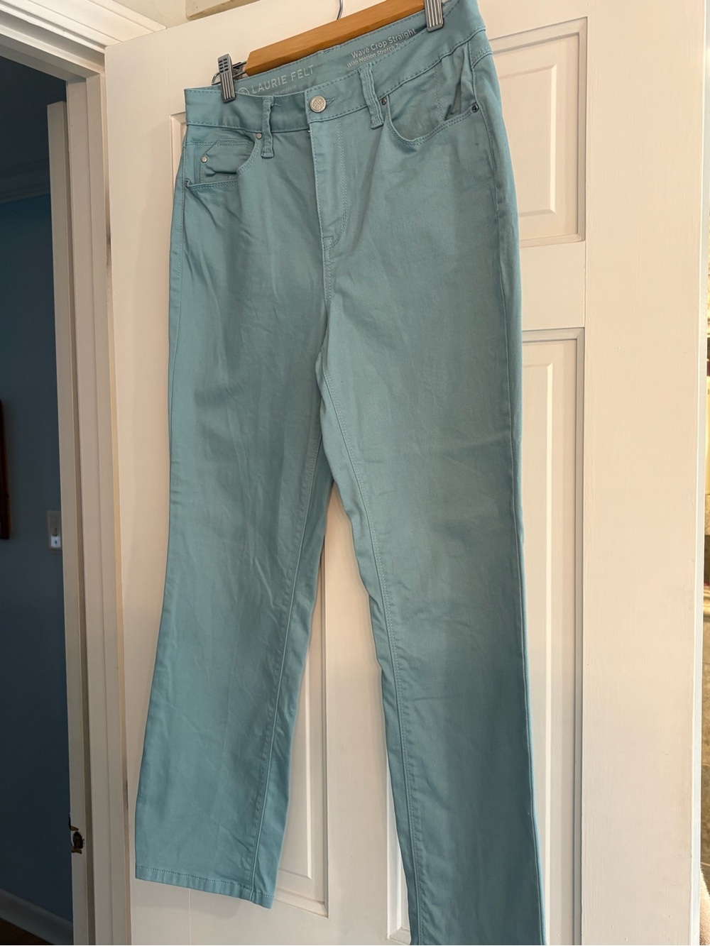 Laurie Felt Teal Straight-Leg Jeans Wave Crop Straight sz 8